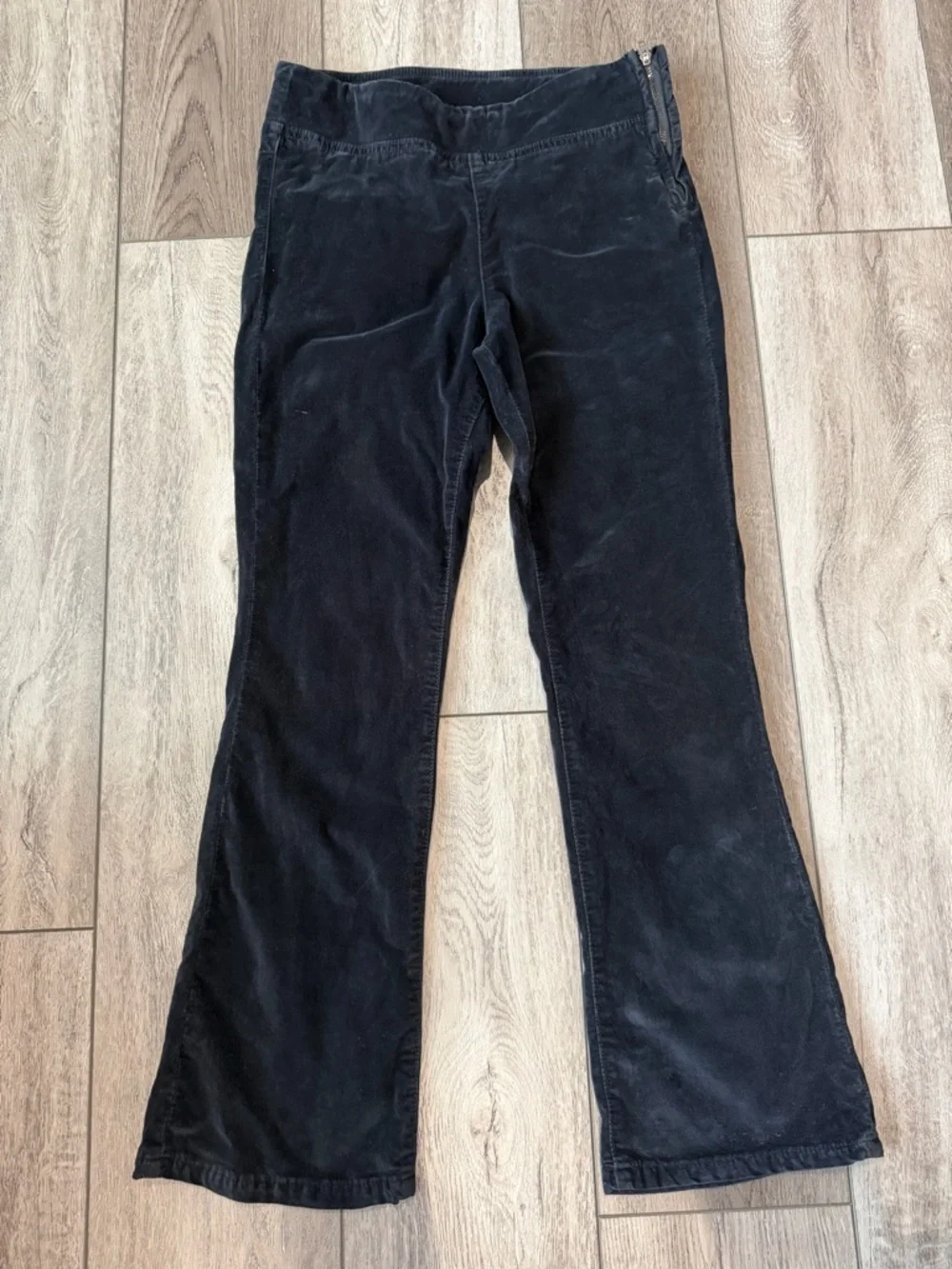 Free People Black Corduroy Pants with Side Zip - Slim Flare Fit